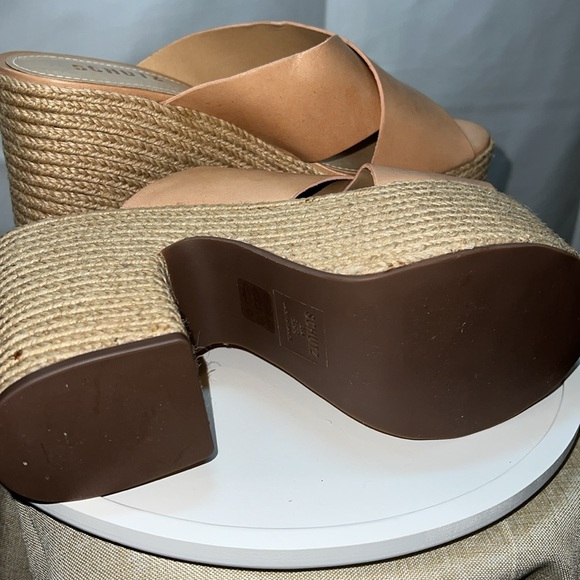 NEW SCHUTZ Tan Leather Jute Wrapped Platform Espadrille Sandals - Picture 5 of 6
